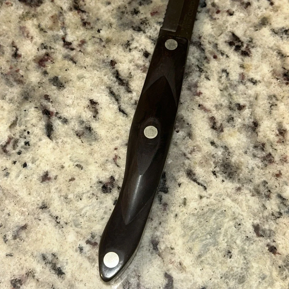 CUTCO Carving Set 1729 KJ Petite‎ Carver Knife Dark Brown Handle Serrated J6